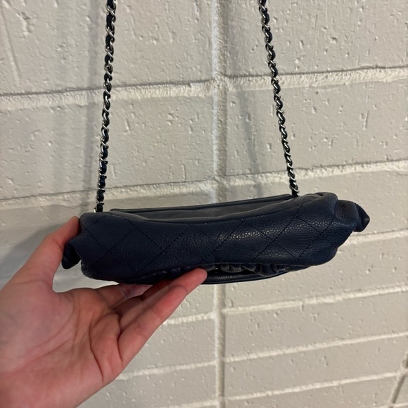 Chanel caviar leather navy blue half moon wallet on chain bag - Picture 7 of 16